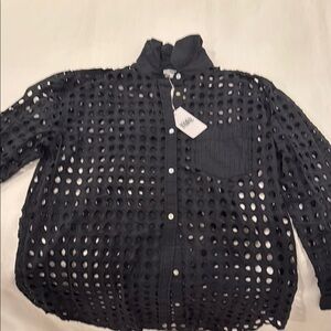 NWT Solid and Striped Oxford Tunic Cover Up